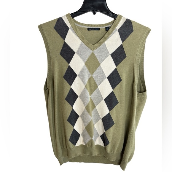 Argyle Sweater Vest Mens XL V-Neck Sleeveless Grandpa Golf Kurt Cobain 90s Y2K - Picture 1 of 12